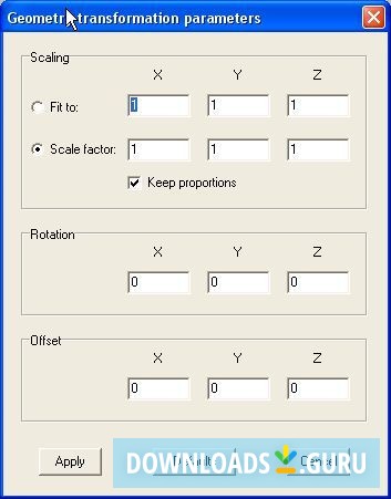 Transformation parameters