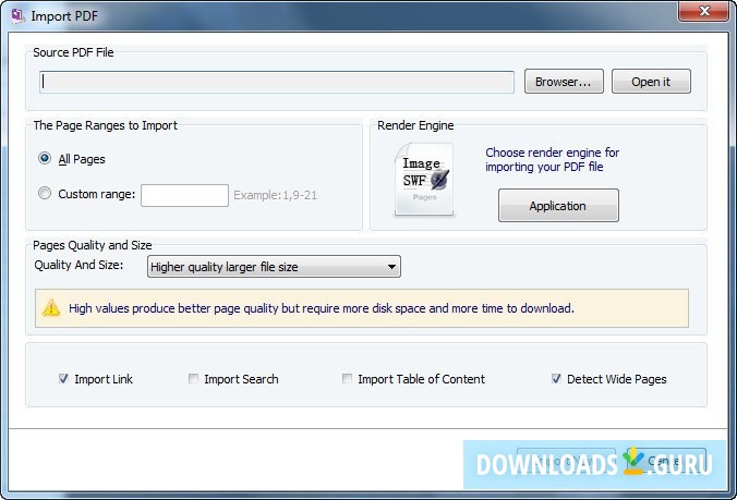 Import PDF Window