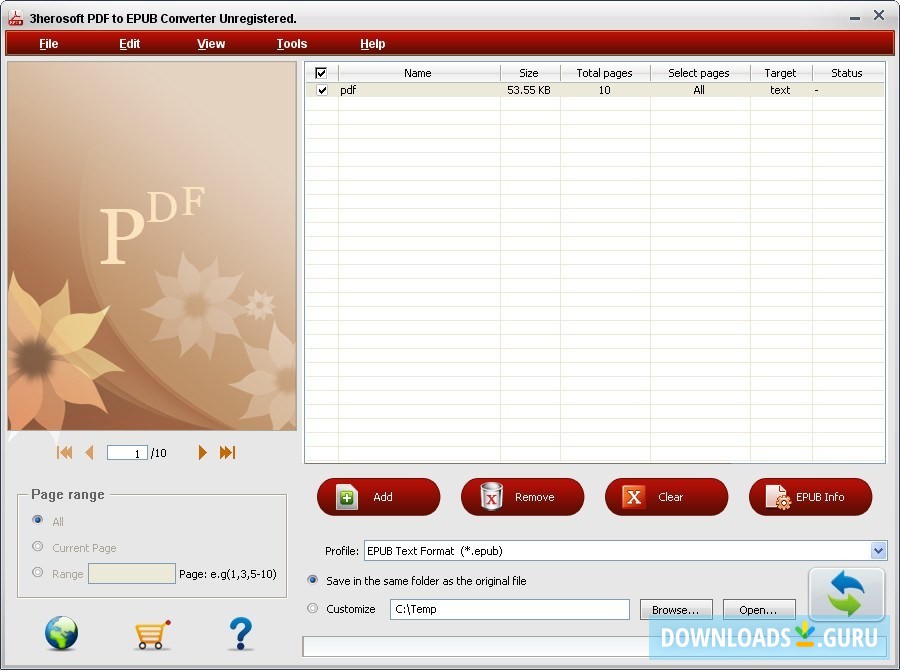 3herosoft PDF to EPUB Converter