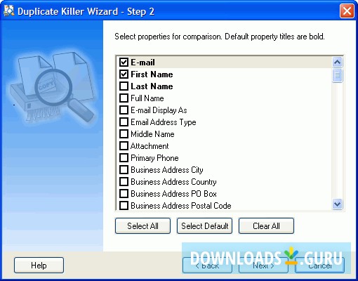 Duplicate Killer Wizard step 2