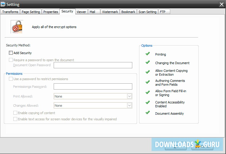 Security settings