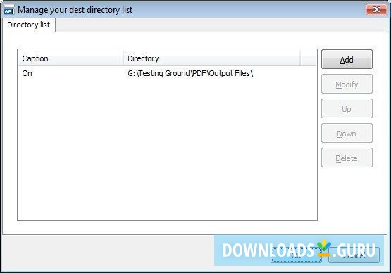 Destination Directory List