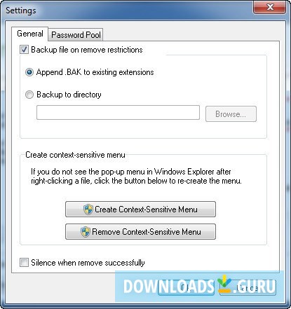 Settings Window