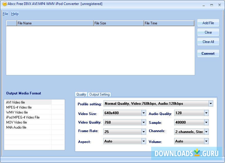 Abcc Free DIVX AVI MP4 WMV iPod Converter