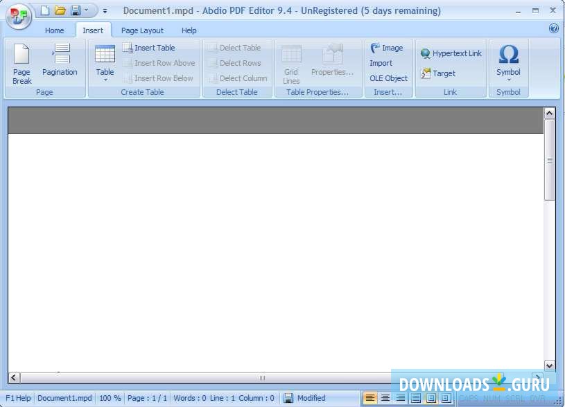 Insert menu