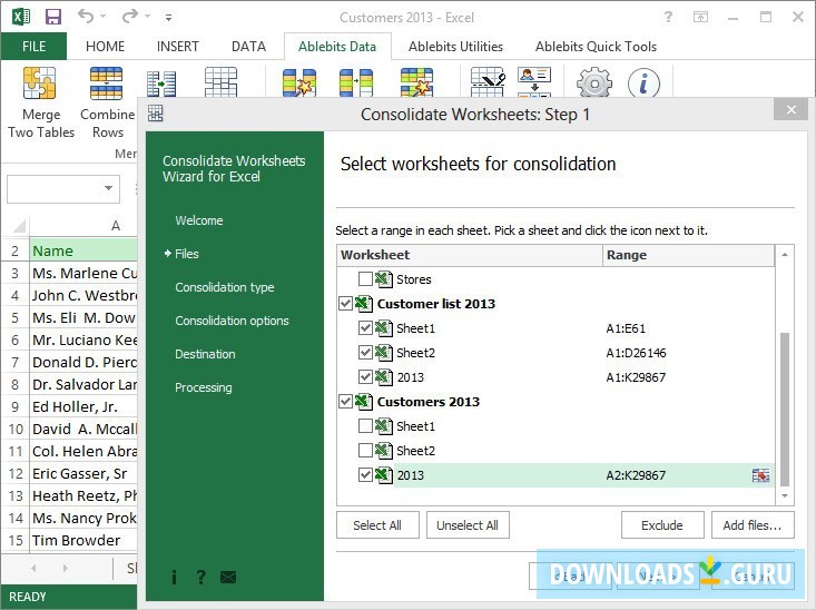 AbleBits Consolidate Worksheets Wizard for Microsoft Excel