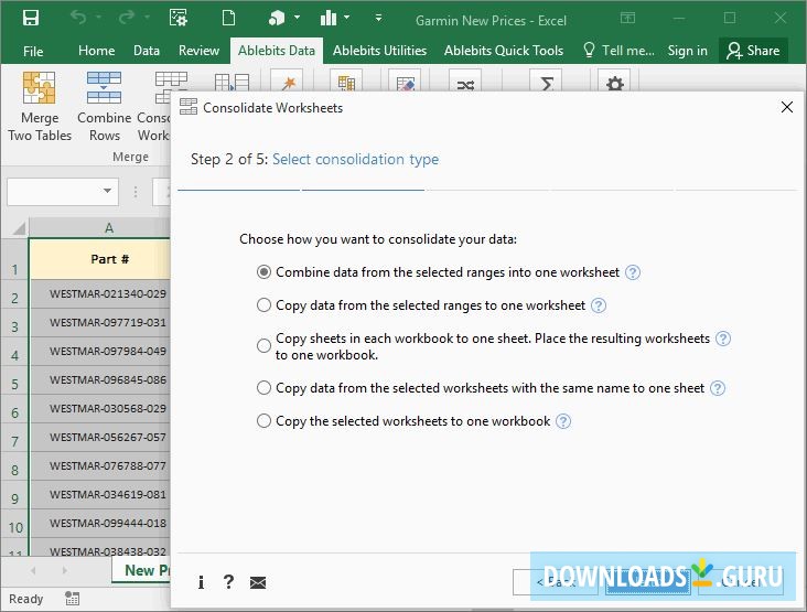 AbleBits Consolidate Worksheets Wizard for Microsoft Excel