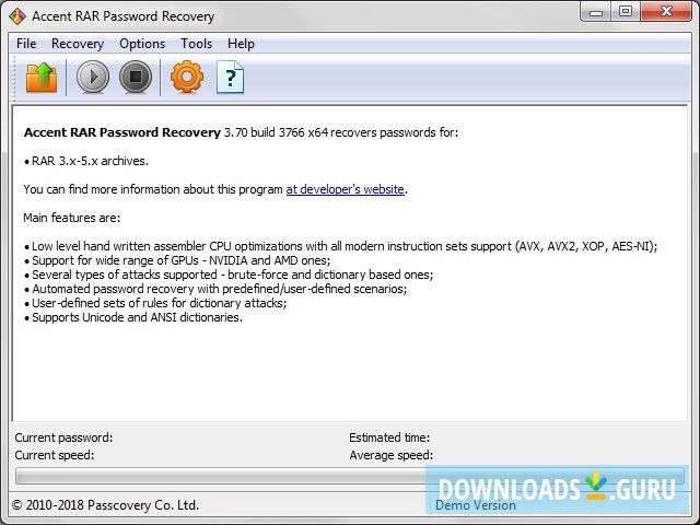 Accent RAR Password Recovery
