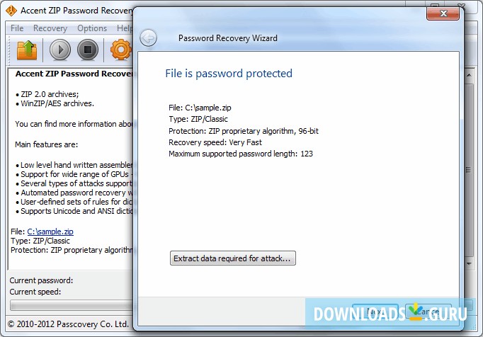 Accent ZIP Password Recovery