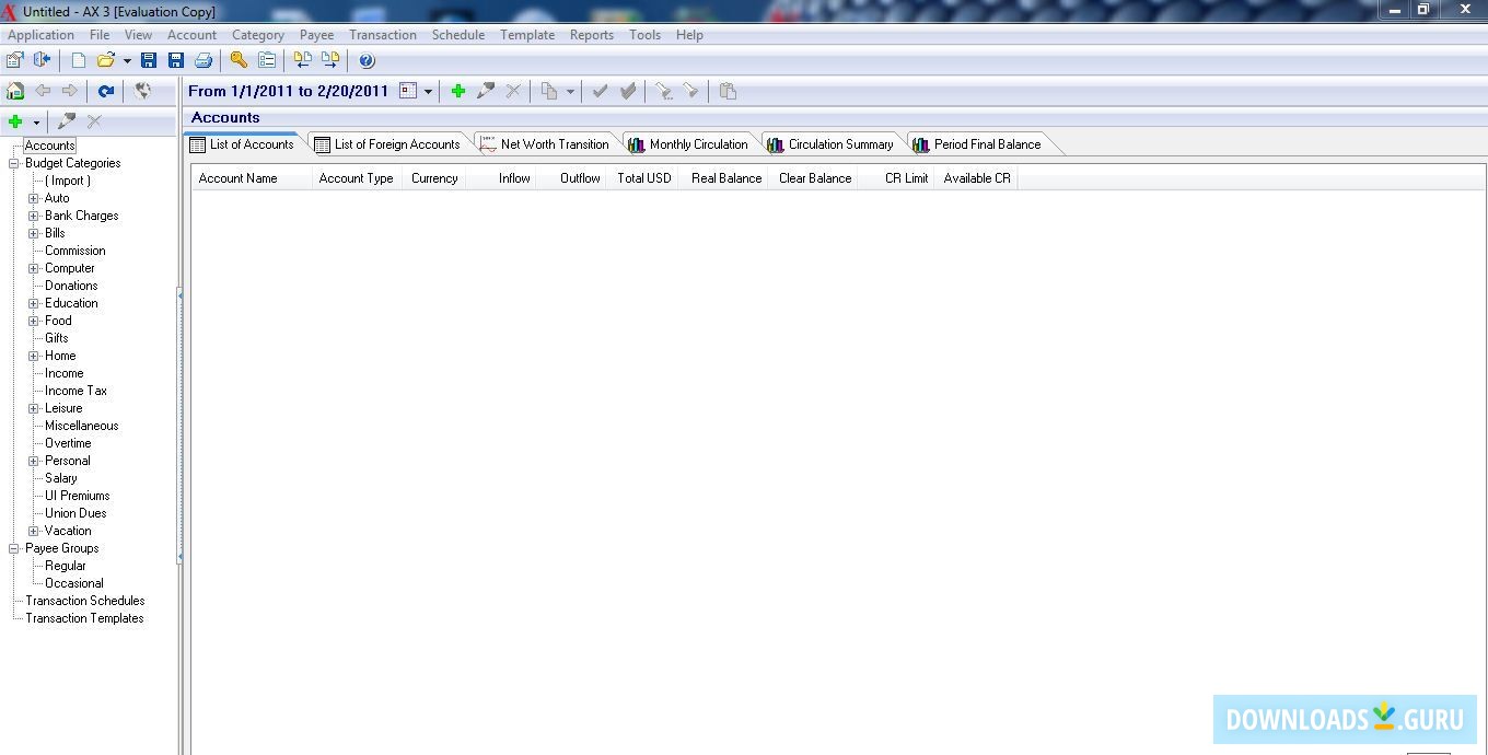 Library interface menu