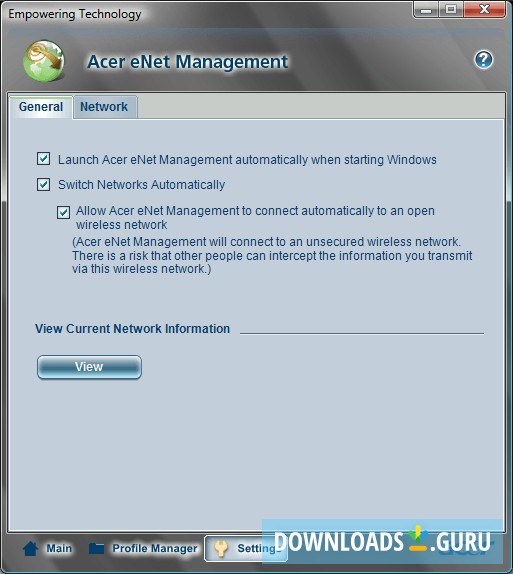 Acer eNet Management Setting General