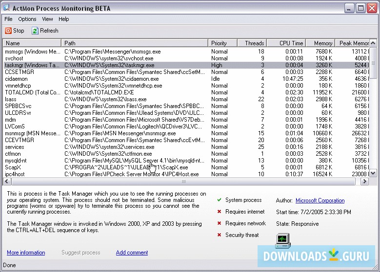 Process Monitor 3.95 download the last version for windows