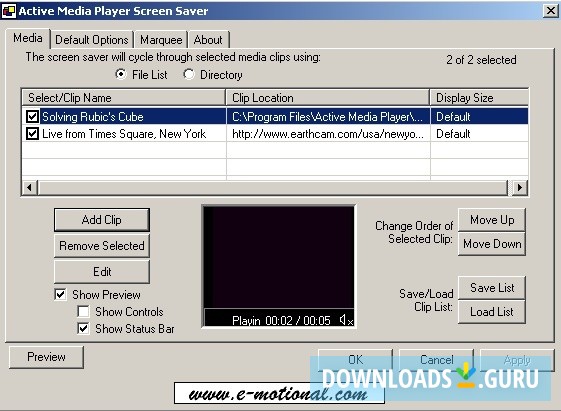 Active Media Player Screen Saver