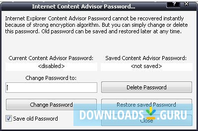 password recovery for Internet content advisor