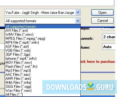 Input formats supported