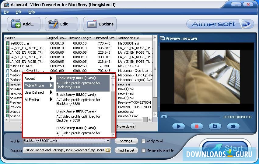 Output Profiles