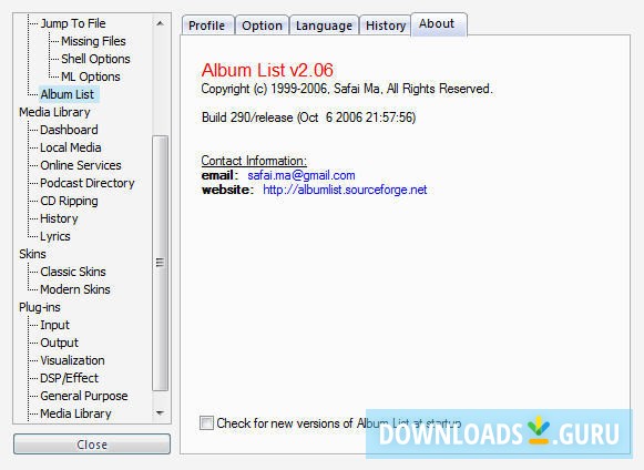 Album List for Winamp