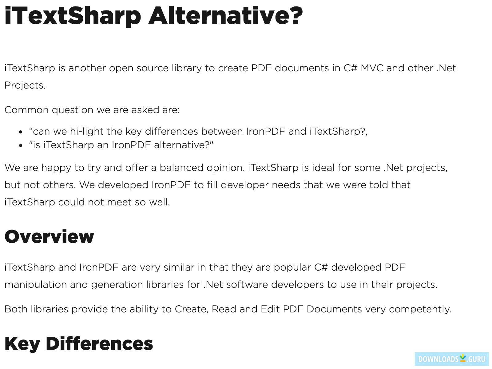 Alternative to itextsharp