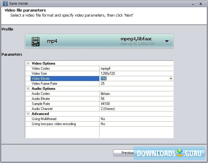Export Video Parameters