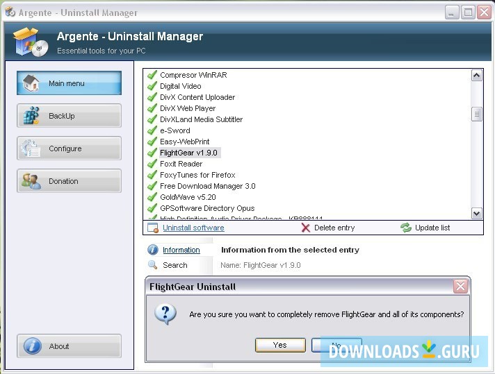 Argente - Uninstall Manager