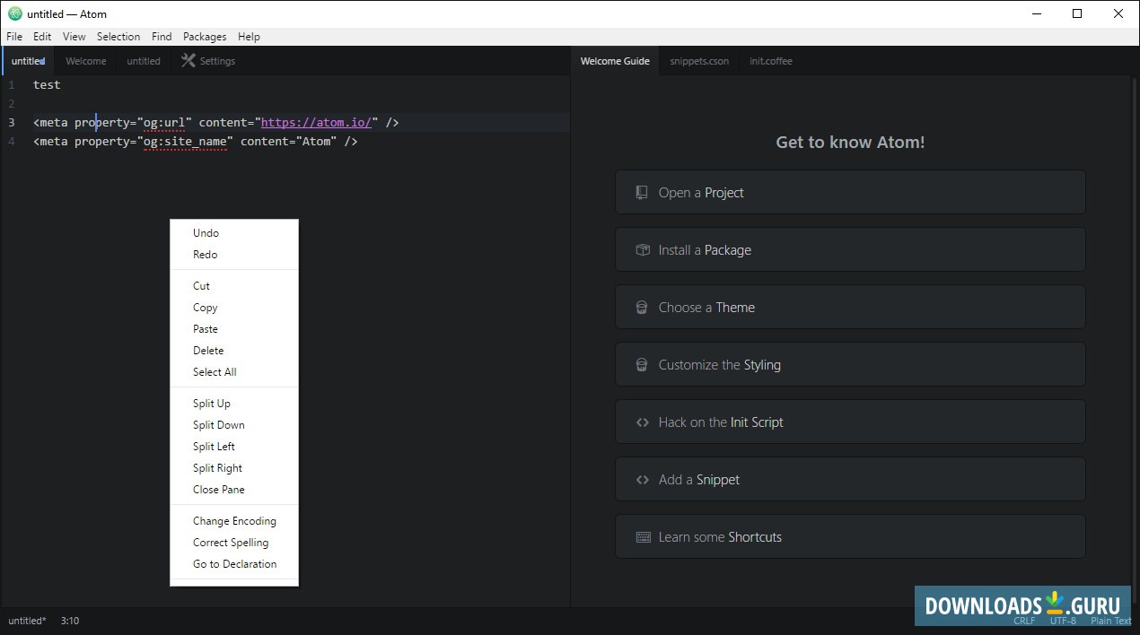 Main Window with Context Menu