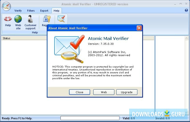 atomic mail verifier registration key