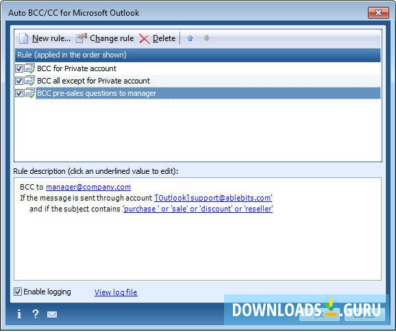 Auto BCC/CC for Microsoft Outlook