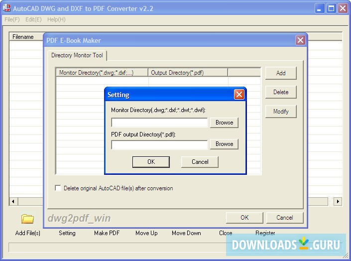 Pdf E-book Maker Settings Window