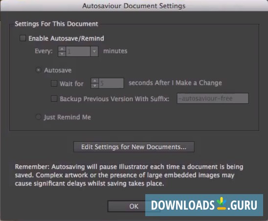 Autosaviour for Adobe Illustrator CS5-CC
