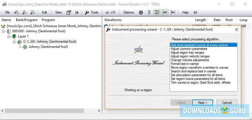 Instrument Processing Wizard