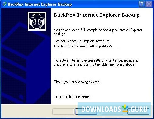 BackRex Internet Explorer Backup