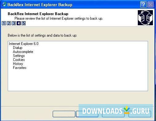 The list of settings to backup