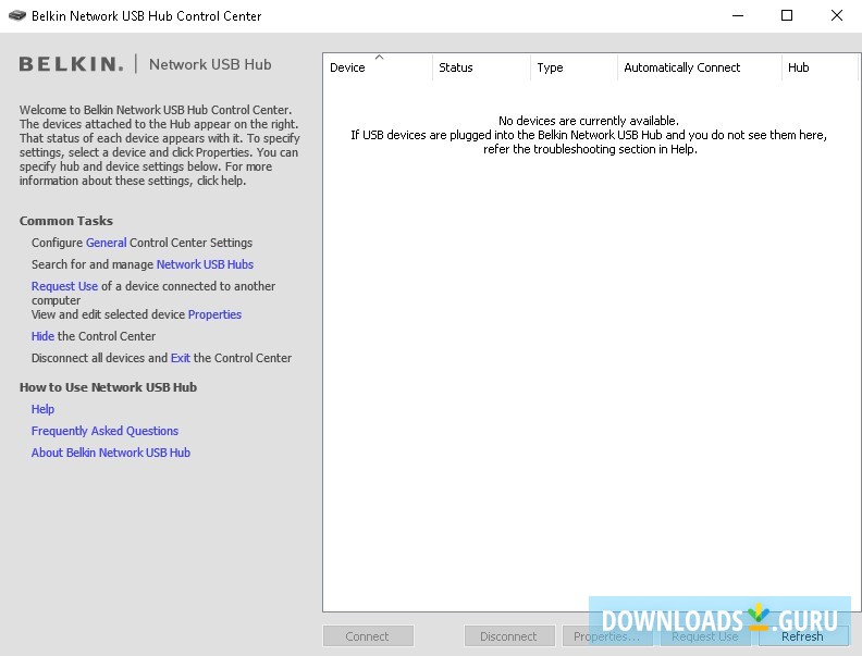 Belkin Network USB Hub Control Center