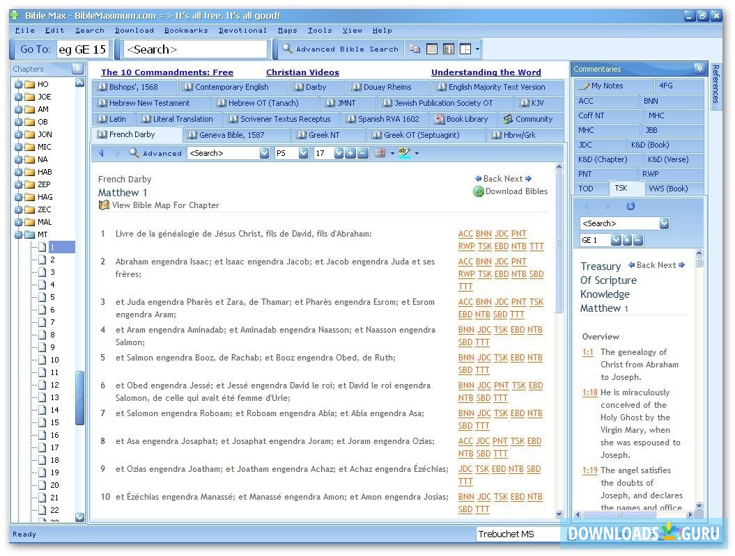 Darby French Bible-Matthew Gospel with commentary
