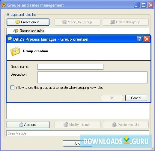 Groups and rules management - group creation