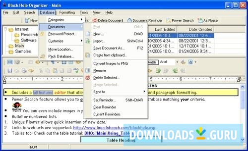 Black Hole Organizer