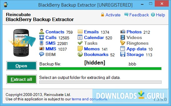 BlackBerry Backup Extractor