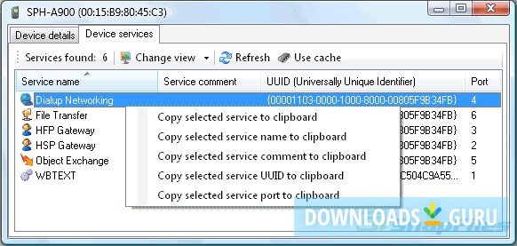 Device Services Window