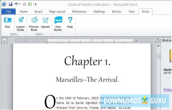 Blurb add-in for Microsoft Word