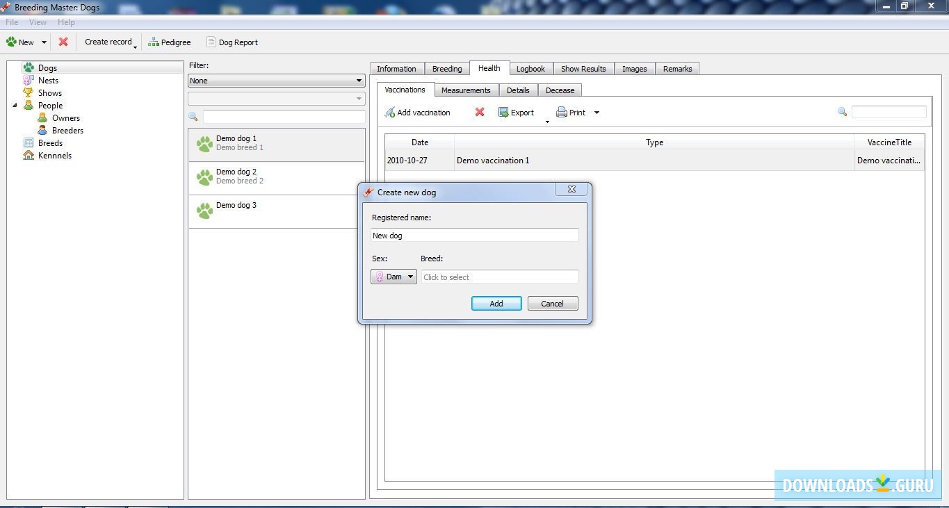 Create a New Dog record