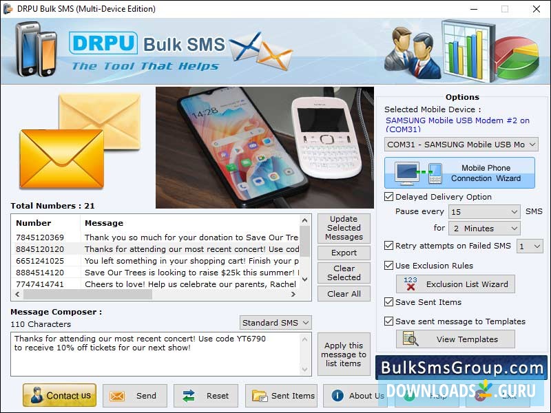 Bulk SMS Software (Multi-Device Edition)