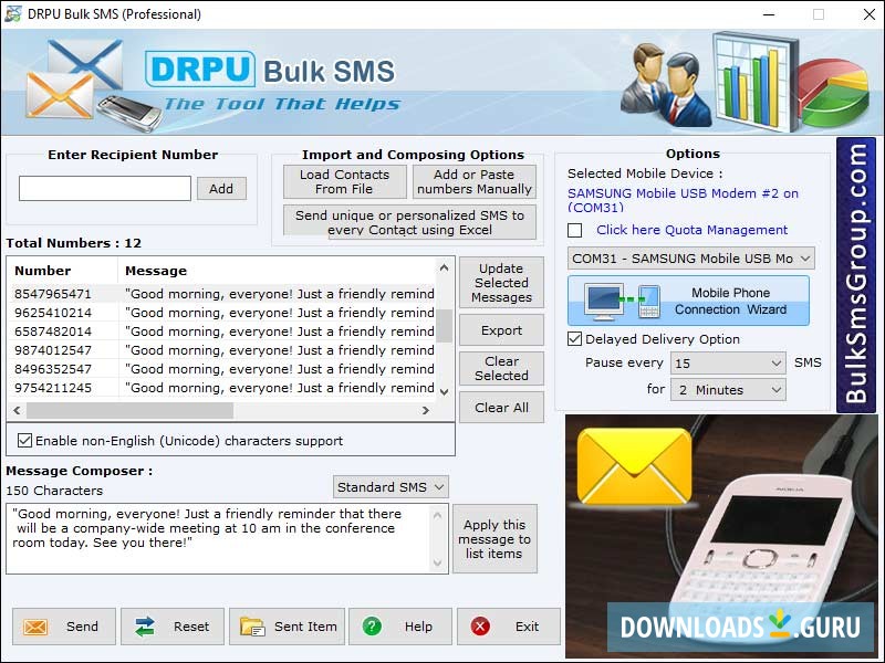 Bulk SMS Software for GSM Mobile Phones