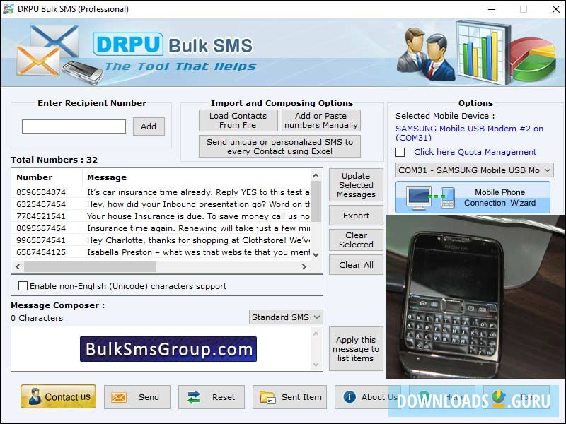 Bulk SMS Software for GSM Mobile Phones