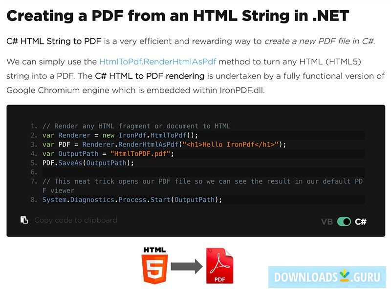 C# HTML to PDF