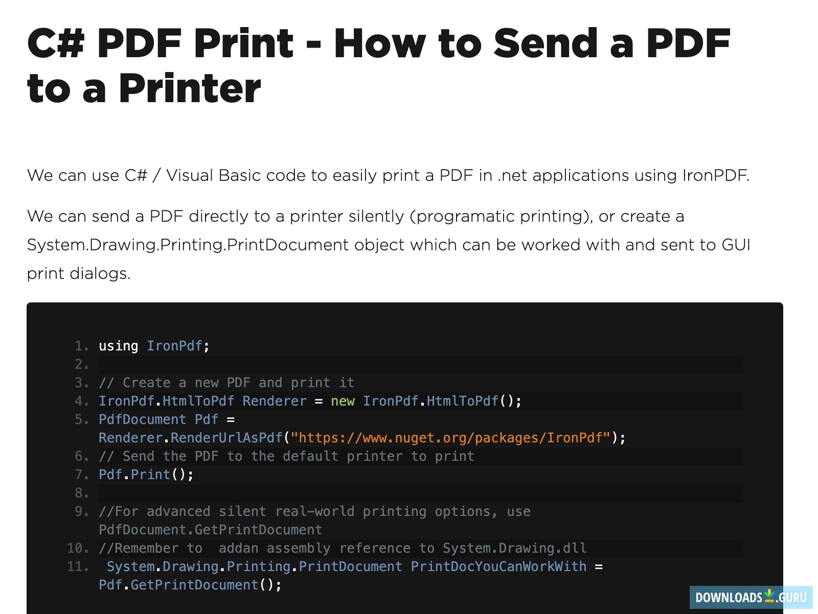 C# Print PDF