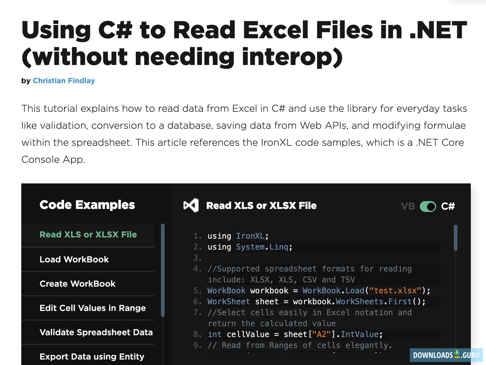 C# Read Excel File