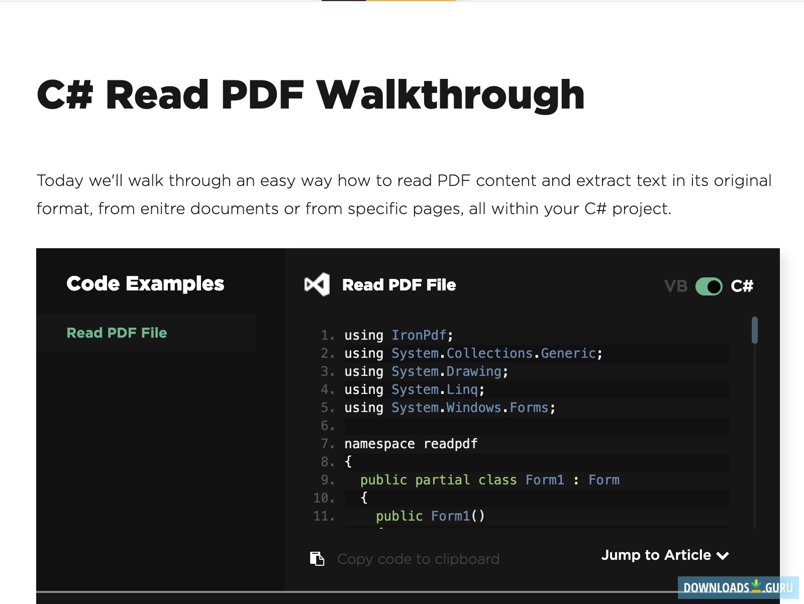 C# Read PDF