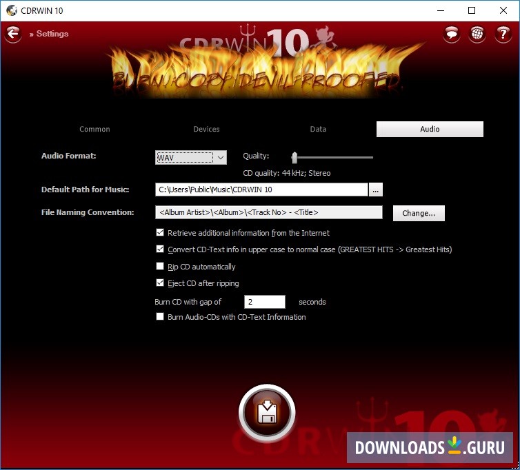 Audio CD Settings