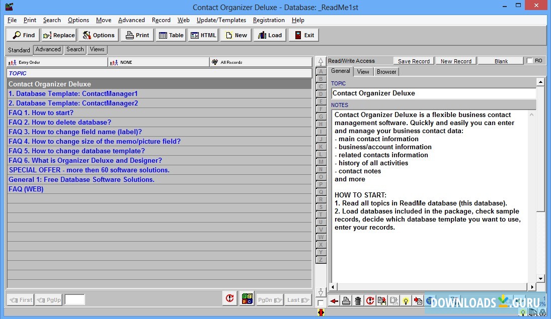 CONTACT ORGANIZER DELUXE