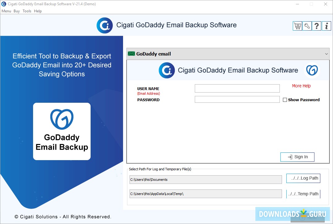 Cigati GoDaddy Email Backup Tool